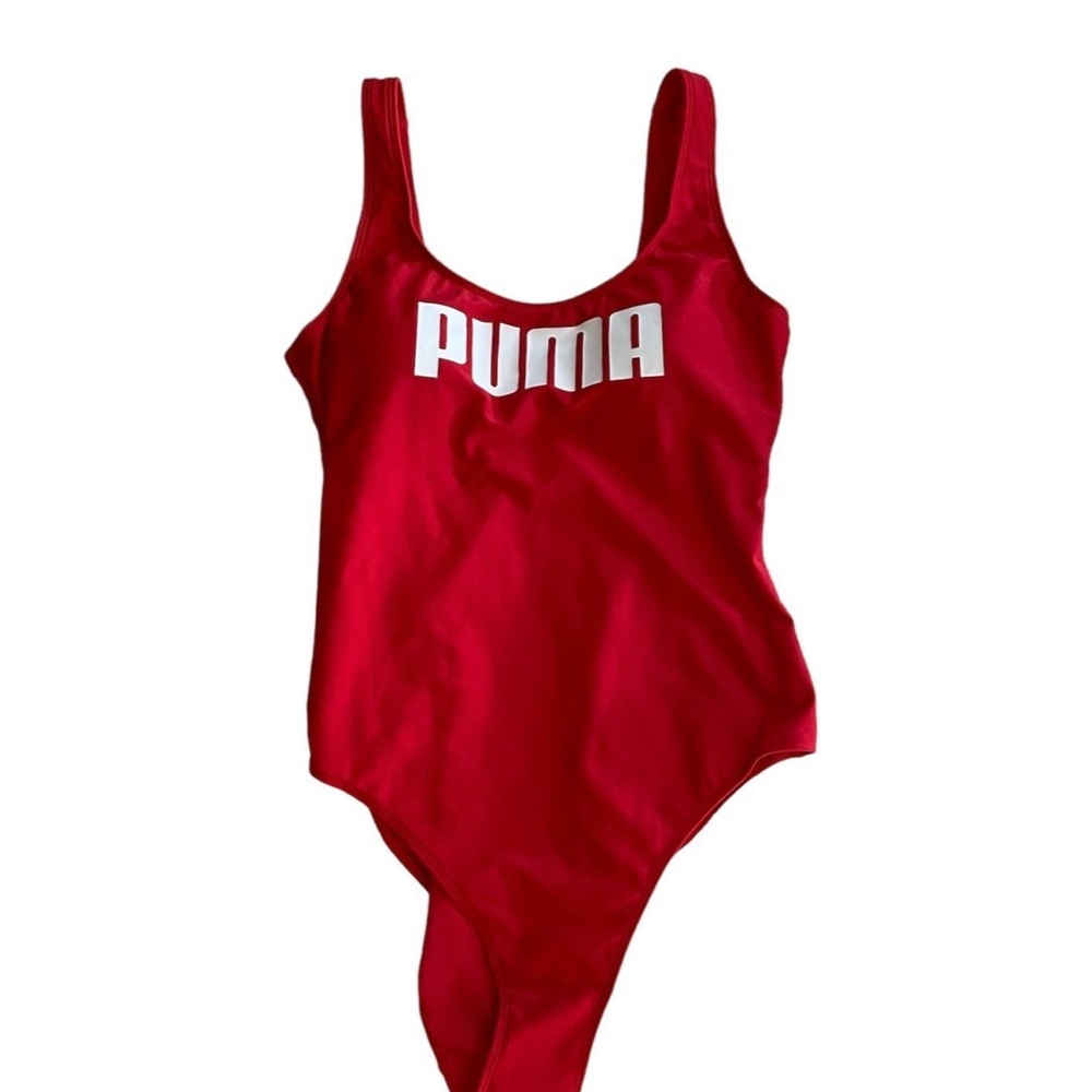 Red bathing suit, Puma Bathing suit, red swimsuit, Women’s Swimsuit, One Piece